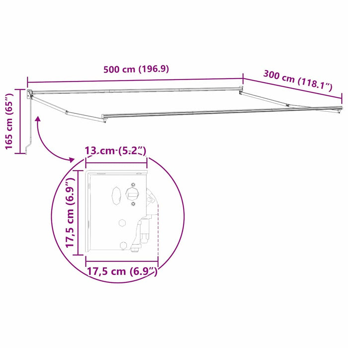 Tenda da Sole Bianco 5 x 3 m Metallo