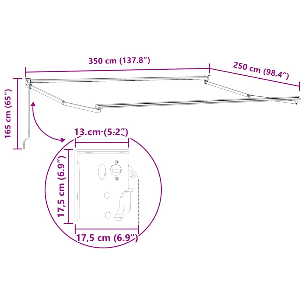Tenda da Sole Antracite 3,5 x 2,5 m Metallo