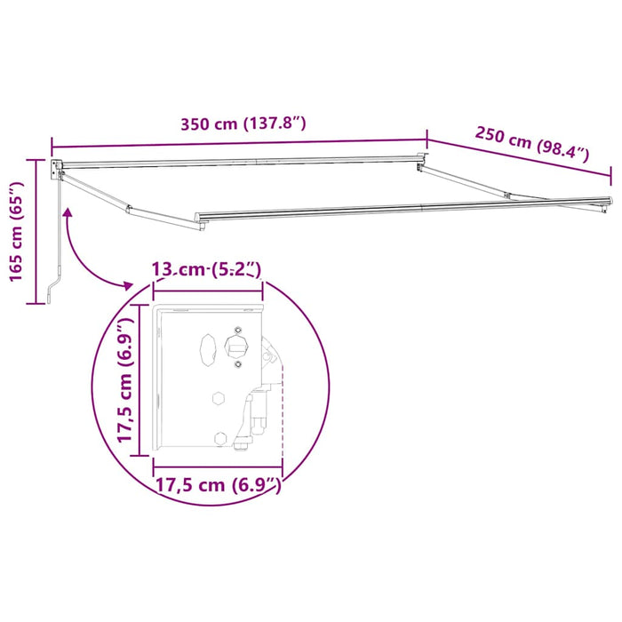 Tenda da Sole Antracite 3,5 x 2,5 m Metallo