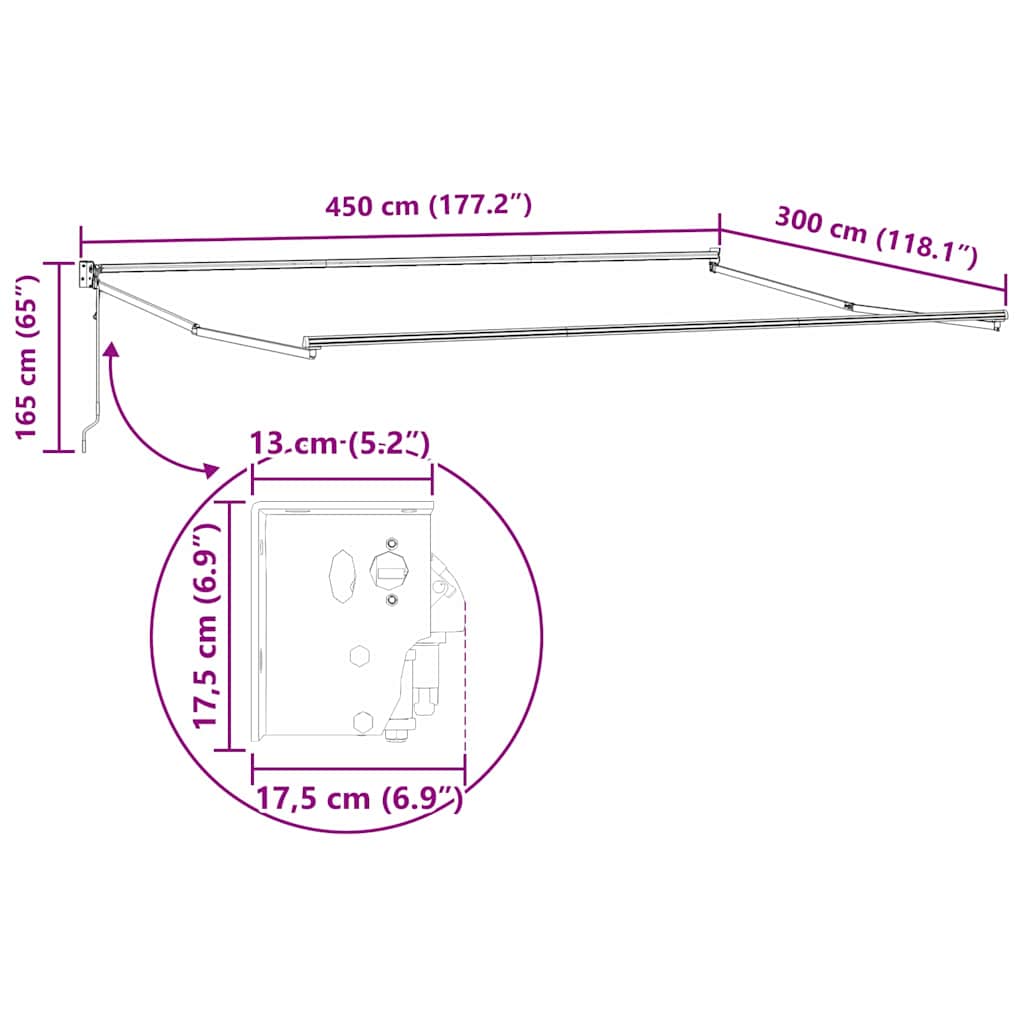 Tenda da Sole Antracite 4,5 × 3 m Metallo
