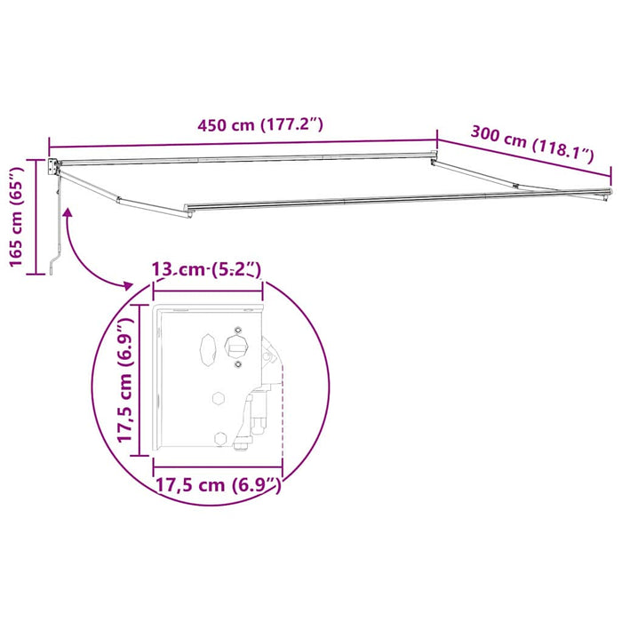 Tenda da Sole Antracite 4,5 × 3 m Metallo