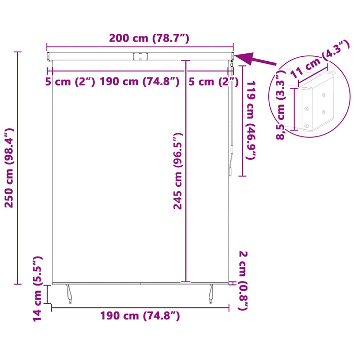 Tenda a Rullo Esterna Rigato Blu e bianco 200 x 250 cm Tessuto 362087
