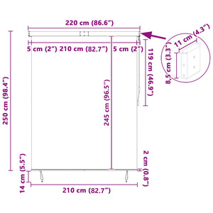 Tenda a Rullo Esterna Rigato Giallo e blu 220 x 250 cm Tessuto 362094