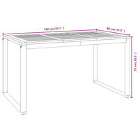 Tavolo Giardino con Gambe a U 140x80x75cm Legno Massello Acacia