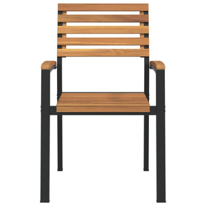 Sedie Giardino Impilabili 2 pz Legno Massello Acacia e Metallo 362014