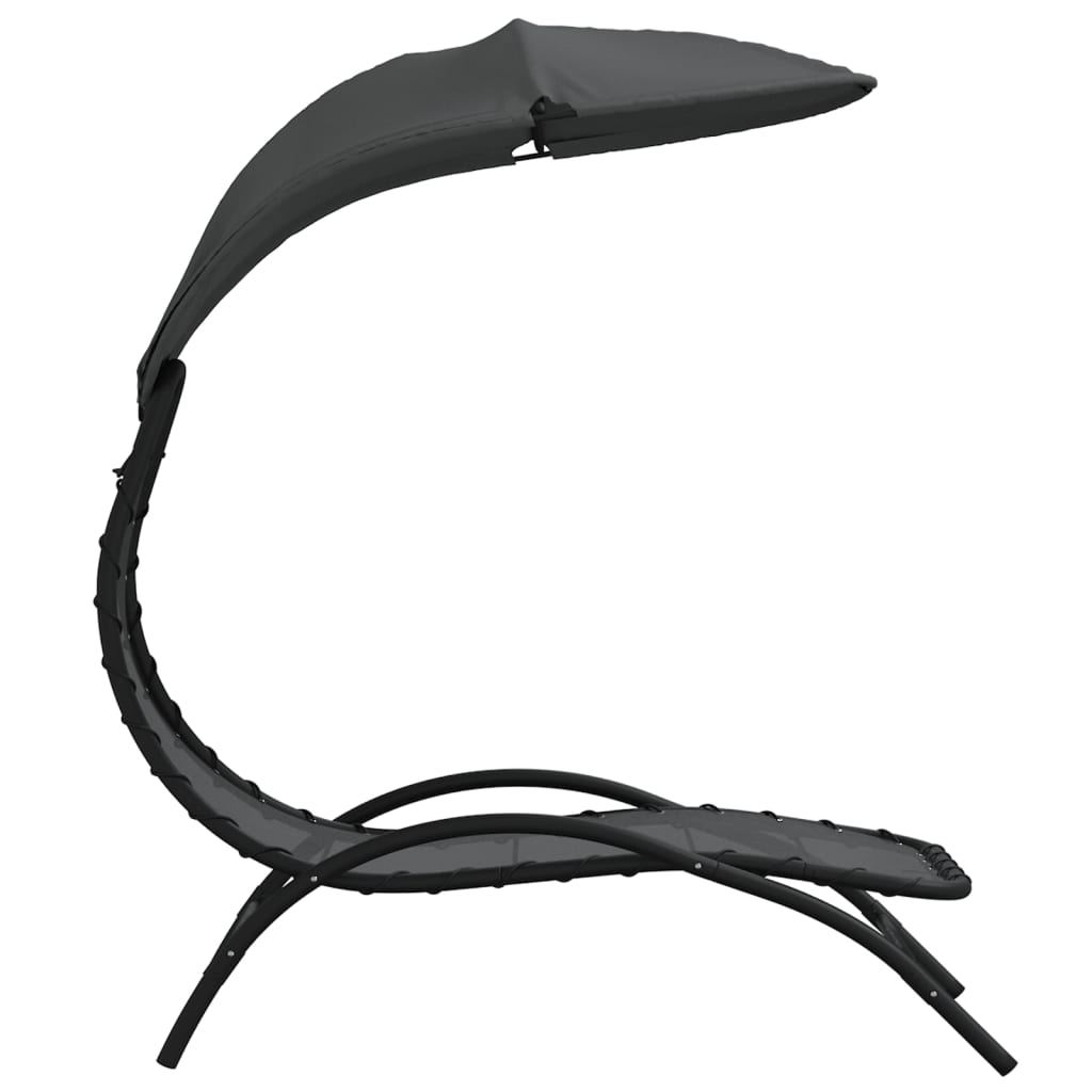 Sedia a sdraio lettino da giardino prendisole terrazza mobili da esterno e tendalino 167 x 80 x 195 cm tessuto e acciaio grigio scuro 02_0012769