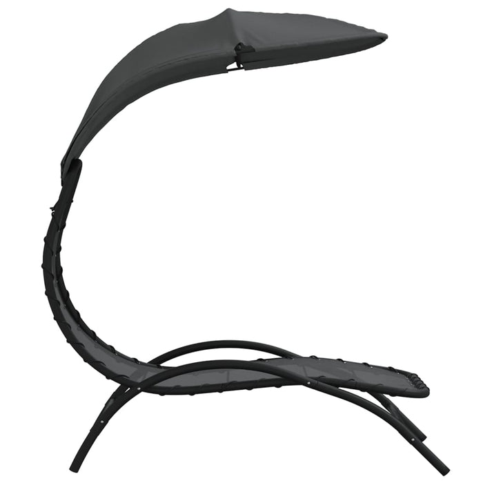 Sedia a sdraio lettino da giardino prendisole terrazza mobili da esterno e tendalino 167 x 80 x 195 cm tessuto e acciaio grigio scuro 02_0012769