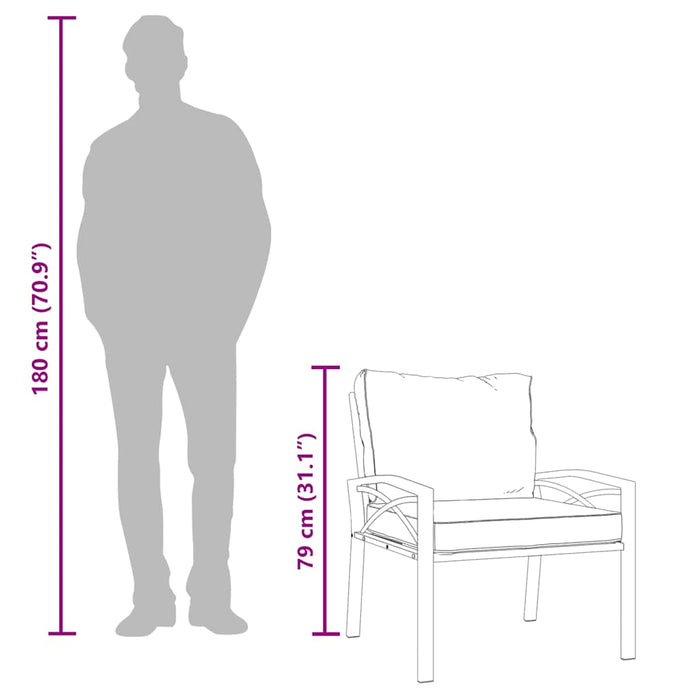 Sedia da Giardino con Cuscini Sabbia 68x76x79 cm Acciaio 362720