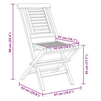 Sedie da Giardino Pieghevole 2pz 47x63x90cm Legno Massello Teak 362755