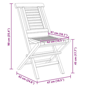 Sedie da Giardino Pieghevole 2pz 47x63x90cm Legno Massello Teak 362755