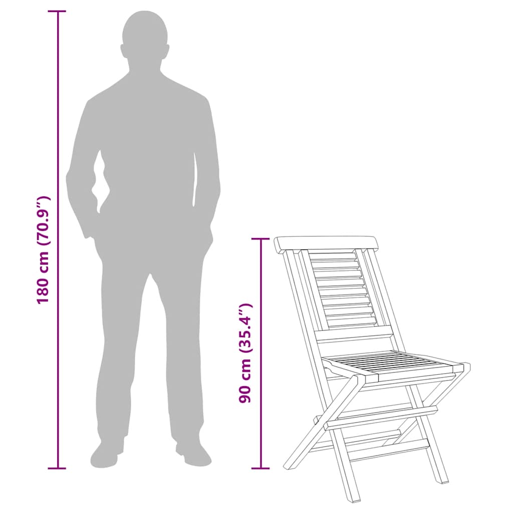 Sedie da Giardino Pieghevole 2pz 47x63x90cm Legno Massello Teak 362755