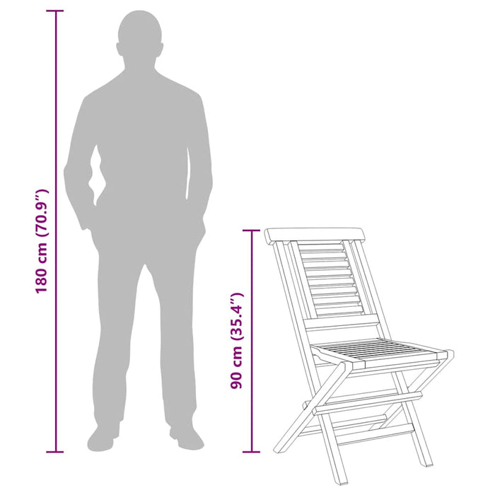 Sedie da Giardino Pieghevole 2pz 47x63x90cm Legno Massello Teak 362755