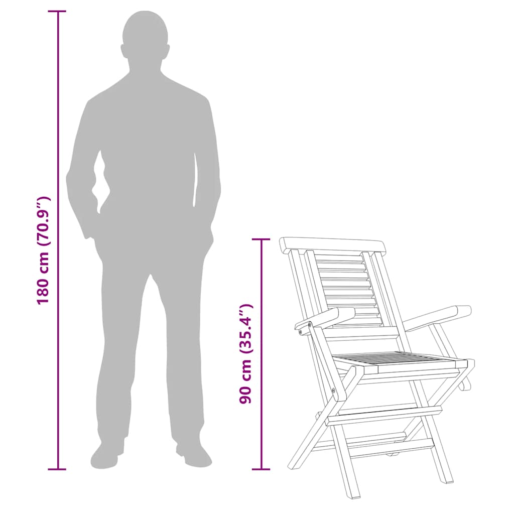 Sedie da Giardino Pieghevoli 2pz 56x63x90cm Legno Massello Teak 362756