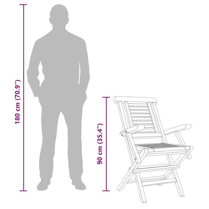 Sedie da Giardino Pieghevoli 2pz 56x63x90cm Legno Massello Teak 362756