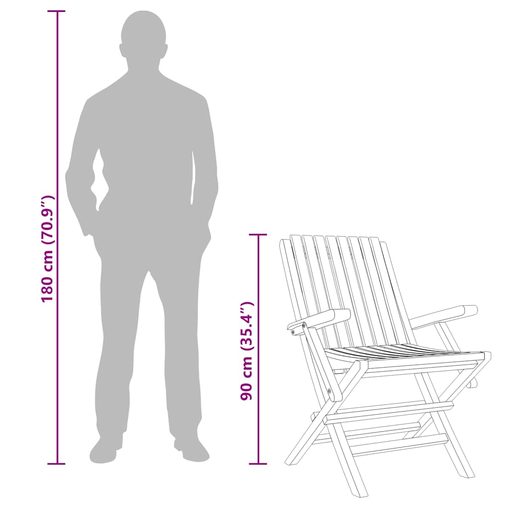 Sedie da Giardino Pieghevoli 2pz 61x67x90cm Legno Massello Teak 362758