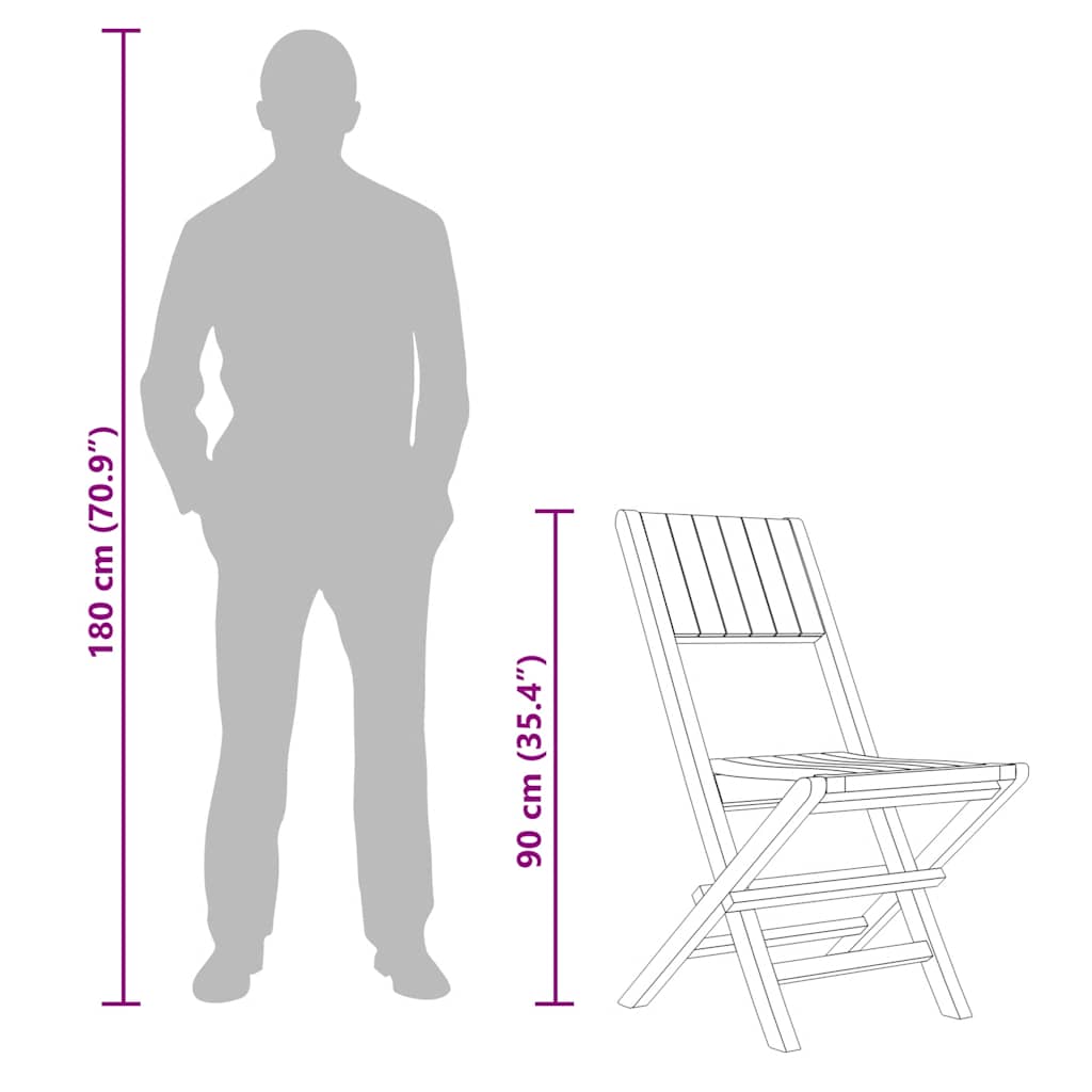 Sedie da Giardino Pieghevoli 2pz 47x61x90cm Legno Massello Teak 362759