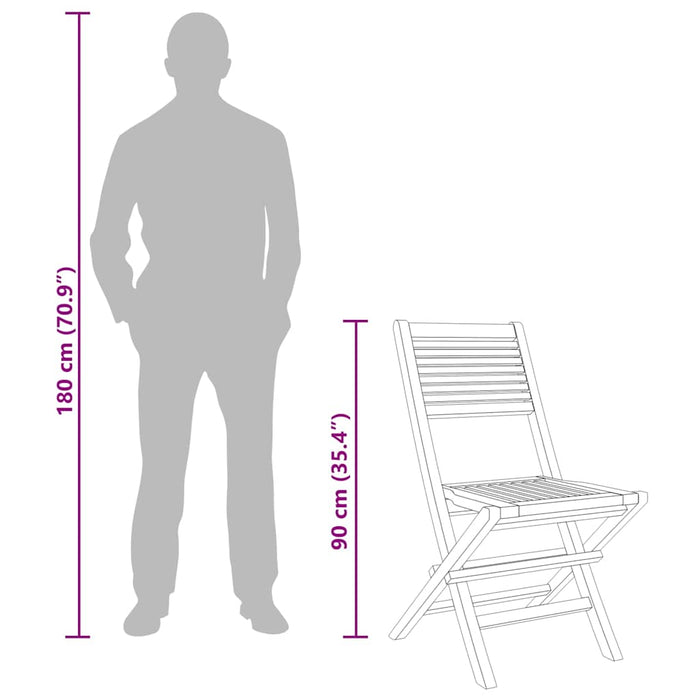 Sedie da Giardino Pieghevoli 2pz 47x62x90cm Legno Massello Teak 362761