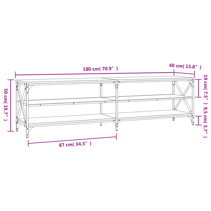 Mobile Porta TV Nero 180x40x50 cm in Legno Multistrato 826734