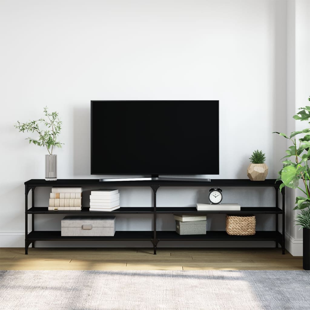 Mobile Porta TV Nero 180x30x50cm in Legno Multistrato e Metallocod mxl 103172