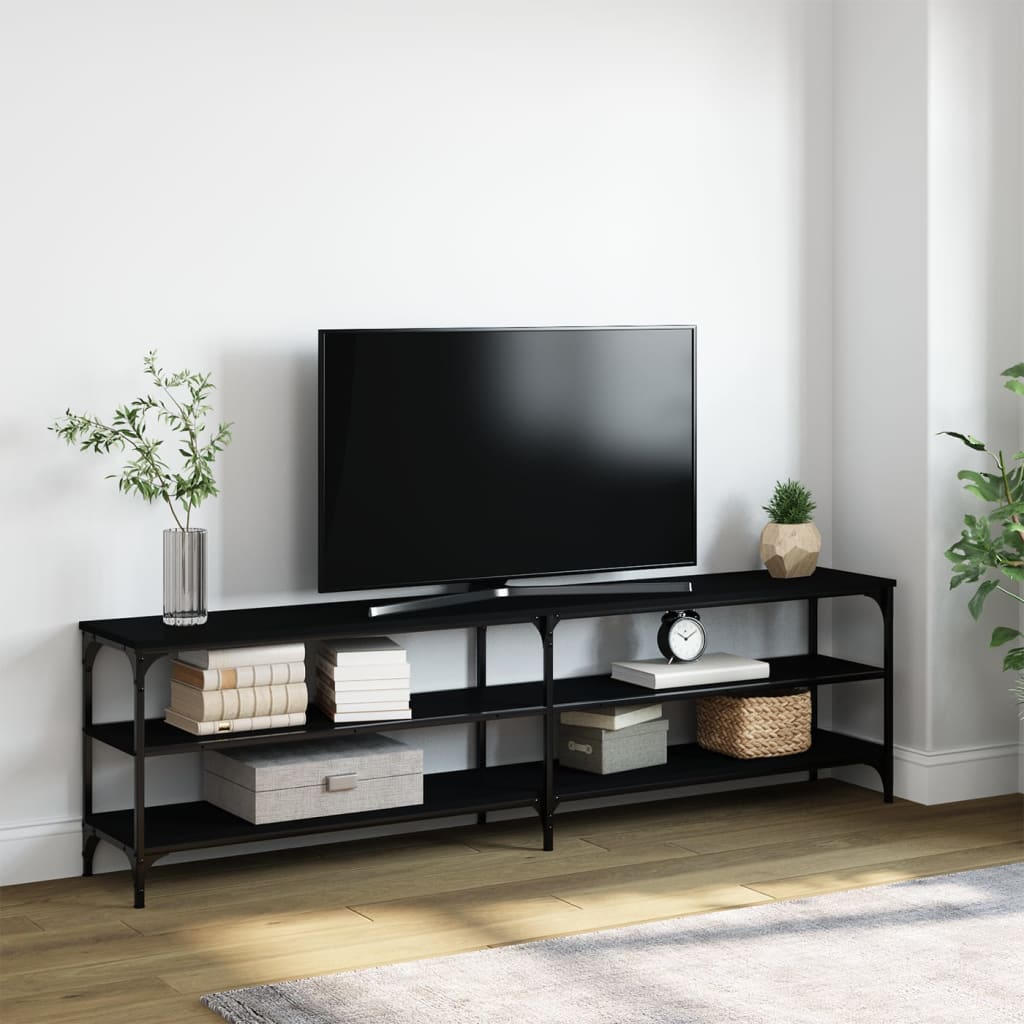 Mobile Porta TV Nero 180x30x50cm in Legno Multistrato e Metallocod mxl 103172