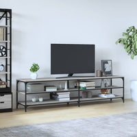 Mobile TV-Credenza TV-Console TV Grigio Sonoma 200x30x50cm Legno Multistrato e Metallo