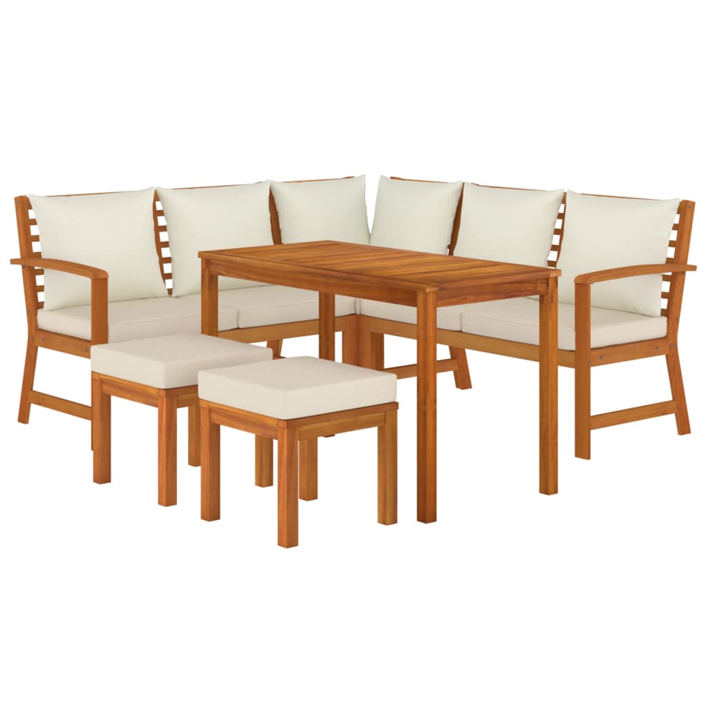 Set da pranzo per mobili da giardino Mobili da esterno 6 pezzi con cuscini in legno di acacia 02_0014336