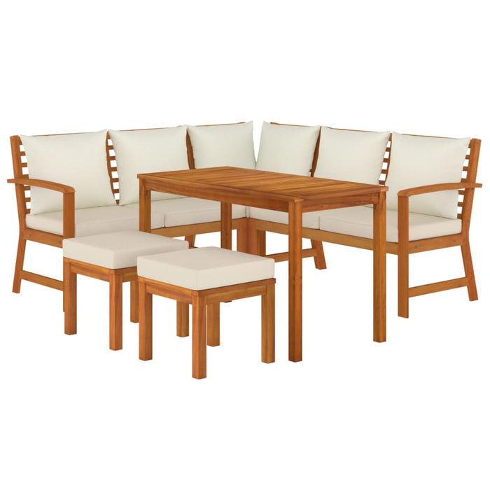 Set da pranzo per mobili da giardino Mobili da esterno 6 pezzi con cuscini in legno di acacia 02_0014336