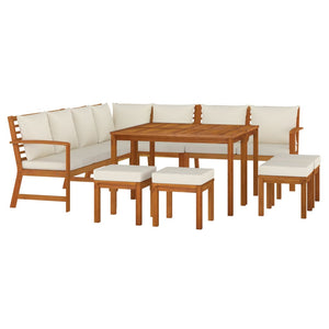 Set da Pranzo Giardino 11 pz con Cuscini Legno Massello Acaciacod mxl 101122