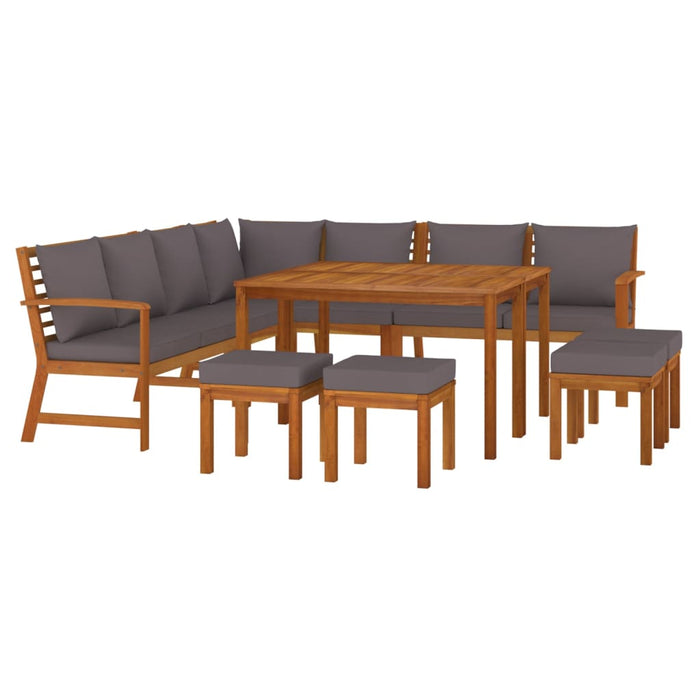 Set da Pranzo Giardino 11 pz con Cuscini Legno Massello Acacia 3154973
