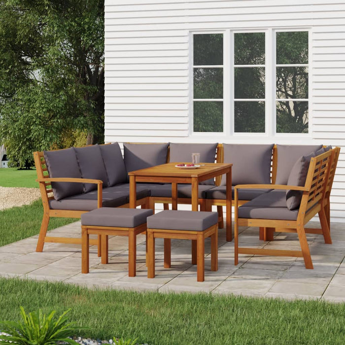 Set da Pranzo da Giardino 9pz con Cuscini Legno Massello Acaciacod mxl 124205