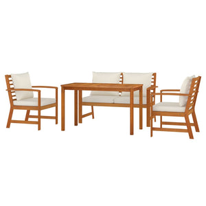 Set da Pranzo Giardino 4pz con Cuscini Legno Massello di Acaciacod mxl 76272