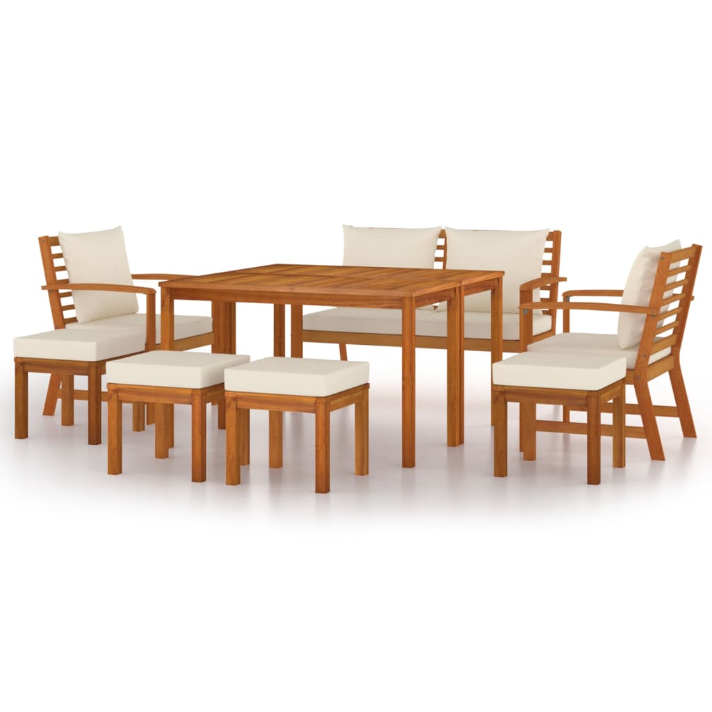 Set da Pranzo da Giardino 9pz con Cuscini Legno Massello Acaciacod mxl 125081
