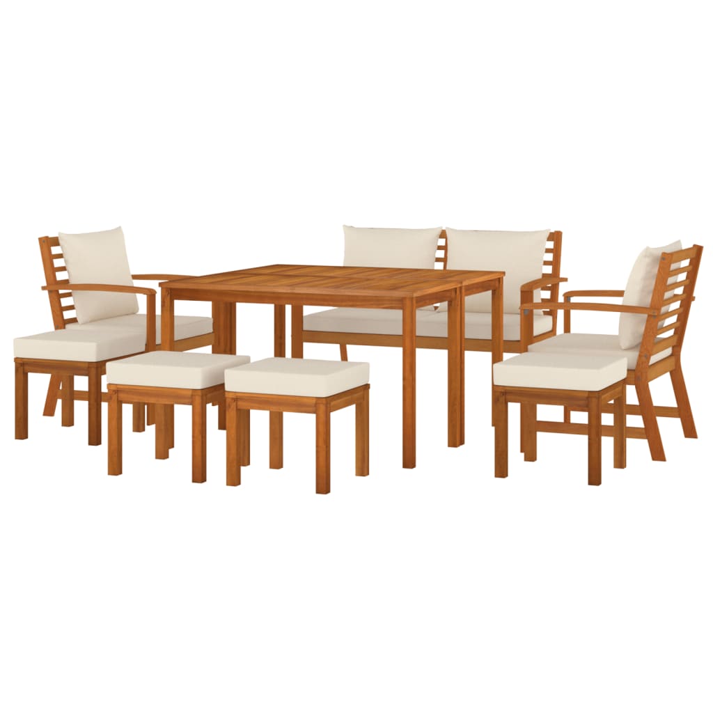 Set da Pranzo da Giardino 9pz con Cuscini Legno Massello Acaciacod mxl 125081