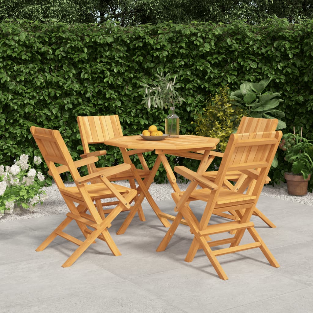 Set da Pranzo per Giardino 5 pz in Legno Massello di Teak 3155030