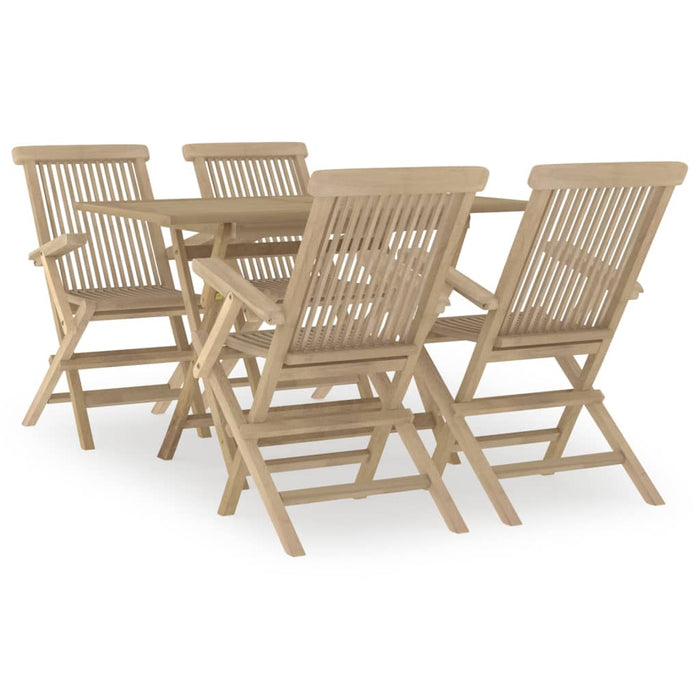 Set da Pranzo per Giardino 5pz Grigio in Legno Massello di Teakcod mxl 124186