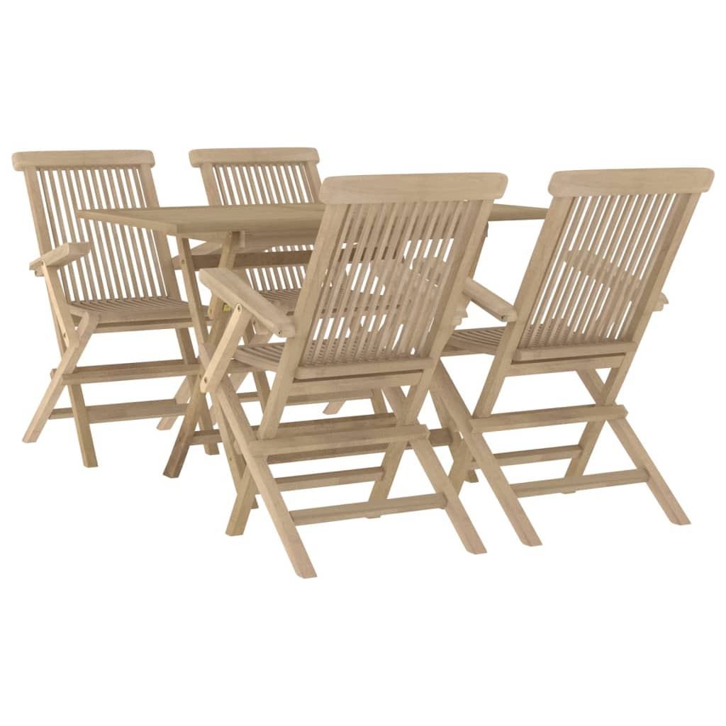 Set da Pranzo per Giardino 5pz Grigio in Legno Massello di Teakcod mxl 124186