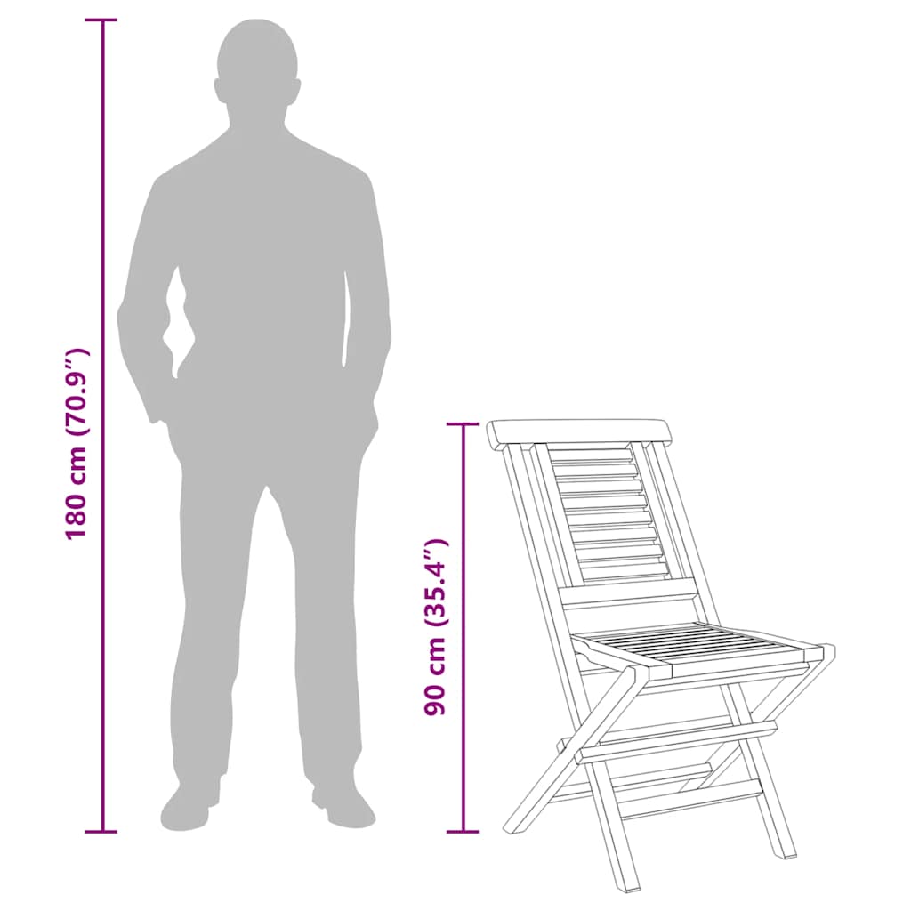 Sedie da Giardino Pieghevoli 4pz 47x63x90cm Legno Massello Teak 3155046