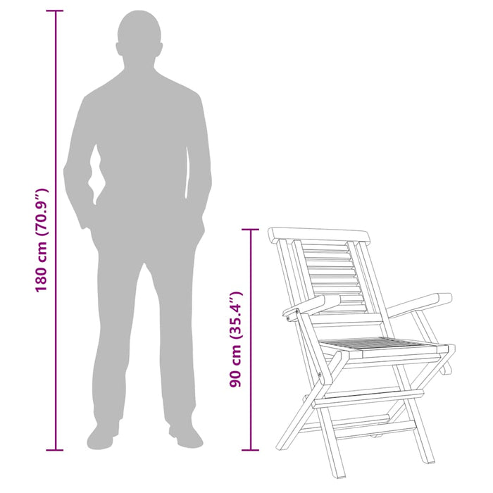 Sedie da Giardino Pieghevoli 8pz 56x63x90cm Legno Massello Teak 3155051