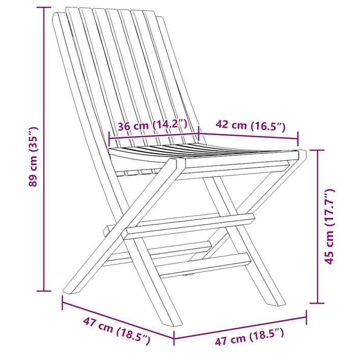 Sedie da Giardino Pieghevoli 4pz 47x47x89cm Legno Massello Teak 3155052