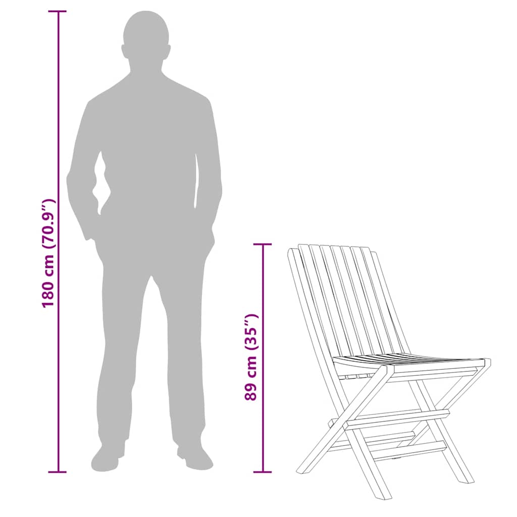 Sedie da Giardino Pieghevoli 4pz 47x47x89cm Legno Massello Teak 3155052