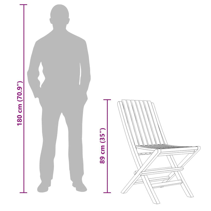 Sedie da Giardino Pieghevoli 8pz 47x47x89cm Legno Massello Teak 3155054