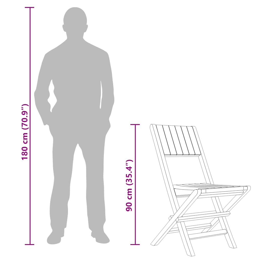 Sedie da Giardino Pieghevoli 4pz 47x61x90cm Legno Massello Teak 3155058