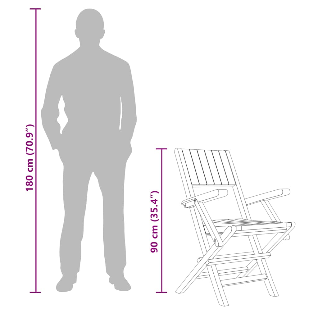 Sedie da Giardino Pieghevoli 4pz 55x61x90cm Legno Massello Teak 3155061