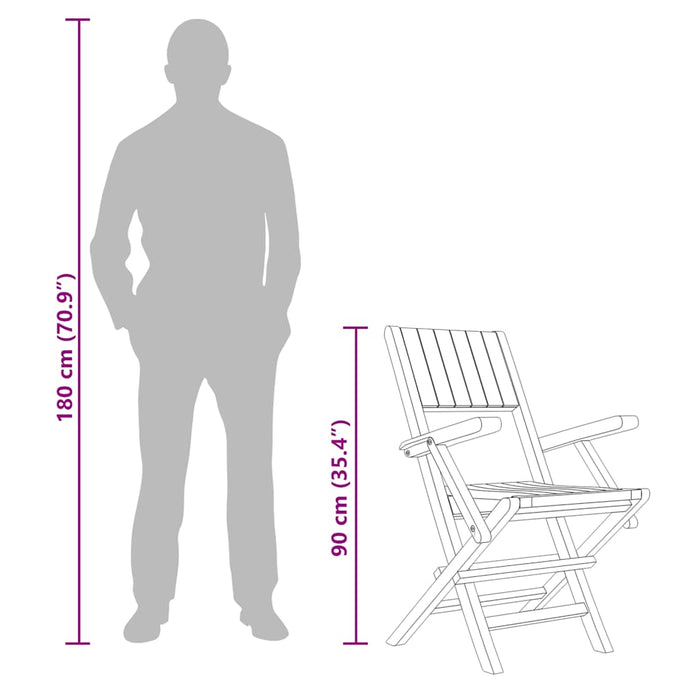 Sedie da Giardino Pieghevoli 4pz 55x61x90cm Legno Massello Teak 3155061