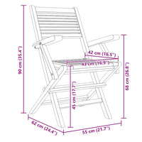 Sedie da Giardino Pieghevoli 4pz 55x62x90cm Legno Massello Teak 3155067