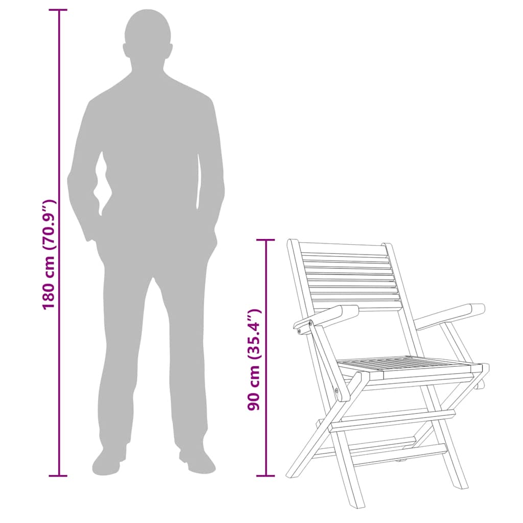 Sedie da Giardino Pieghevoli 4pz 55x62x90cm Legno Massello Teak 3155067