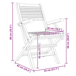 Sedie da Giardino Pieghevoli 8pz 55x62x90cm Legno Massello Teak 3155069