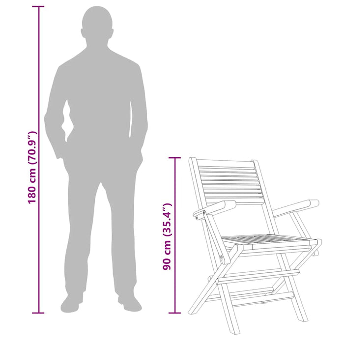 Sedie da Giardino Pieghevoli 8pz 55x62x90cm Legno Massello Teak 3155069