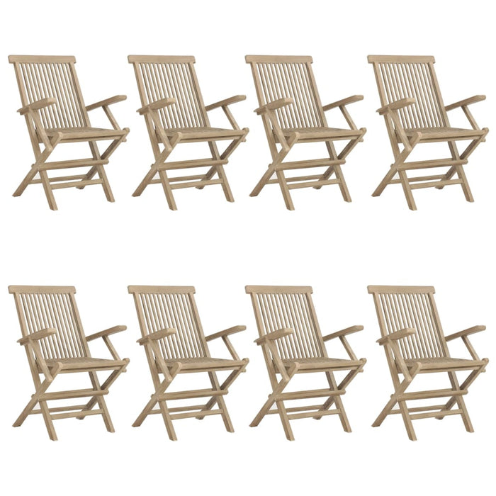 Sedie Giardino Pieghevoli 8pz Grigie 56x61x89 cm Massello Teak 3155072