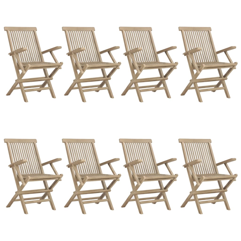 Sedie Giardino Pieghevoli 8pz Grigie 56x61x89 cm Massello Teak 3155072